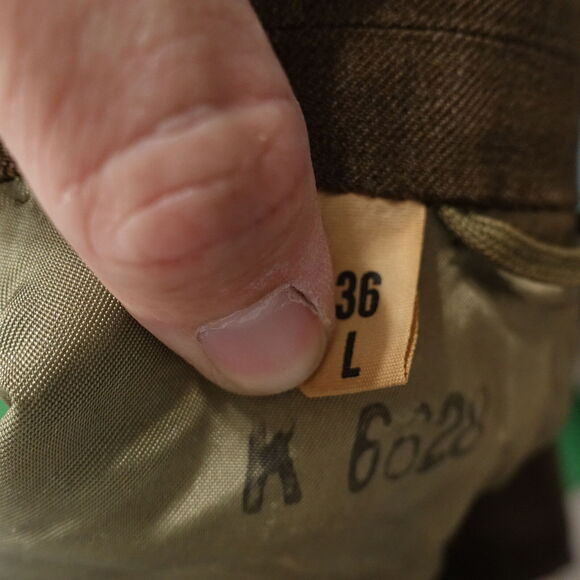 VINTAGE JACKET MANS WOOL SERGE OLIVE DRAB K 6628 1955 50s COAT 36 L NEEDS REPAIR - Picture 15 of 16